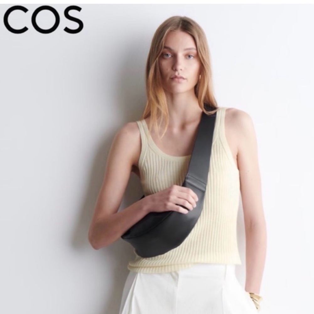 COS Black Leather Swing Crossbody Bag